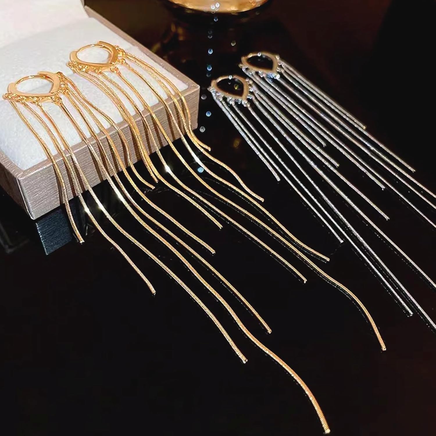 ASOQOLA Long Tassel Dangle Drop Earrings for Woman Tassel Dangling Earrings 925 Silver Chandelie dangling earring for Prom Fashion Jewelry - Image 7