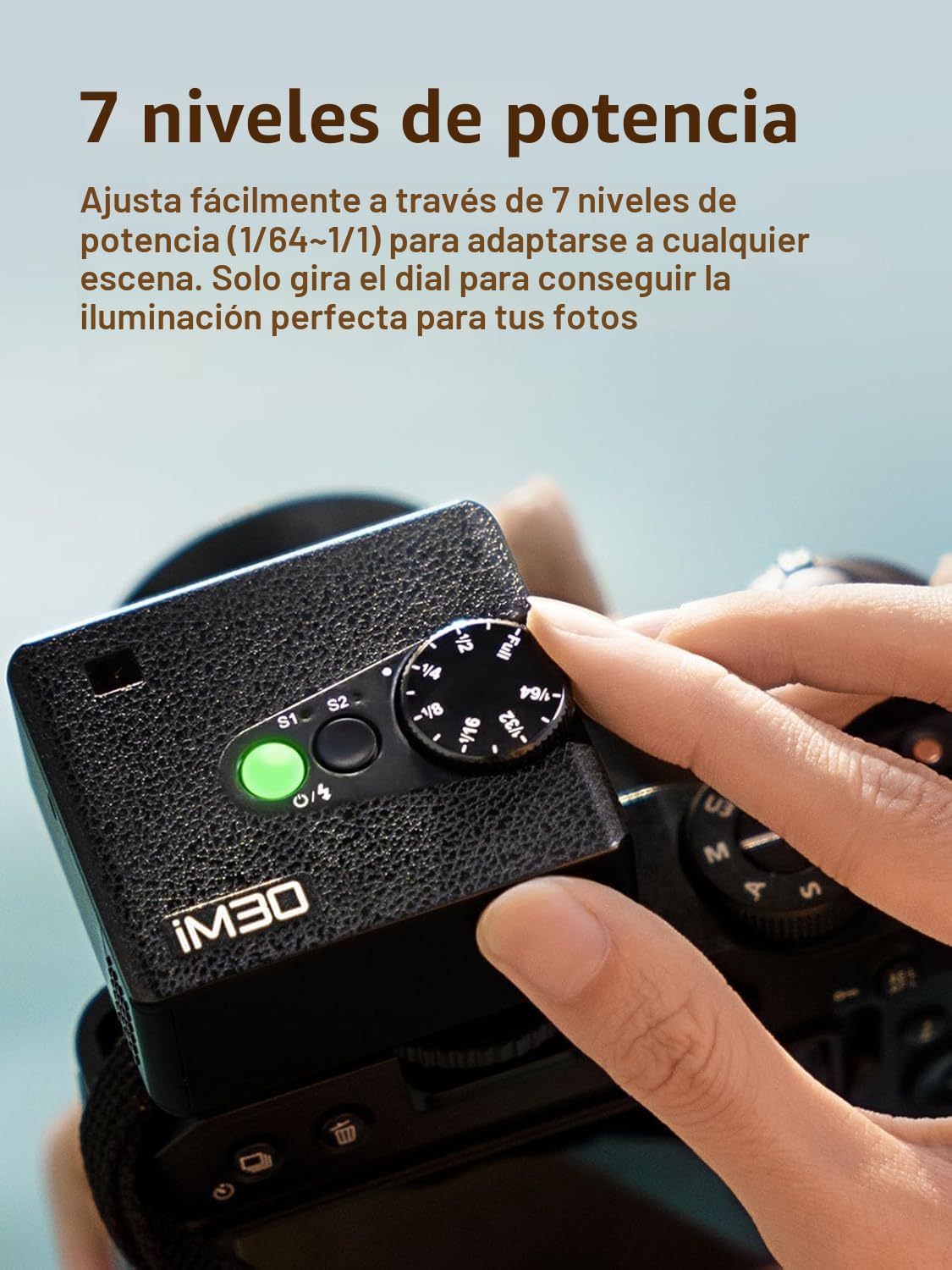 Godox iM30 Mini Flash, Speedlite Manual, GN15 S1/S2 Control Óptico, Temperatura de Color CCT 6500K±200K, 7 Niveles de Potencia (1/64~1/1), Compatible con Canon, Sony, Nikon, Pentax, Panasonic, Olympus