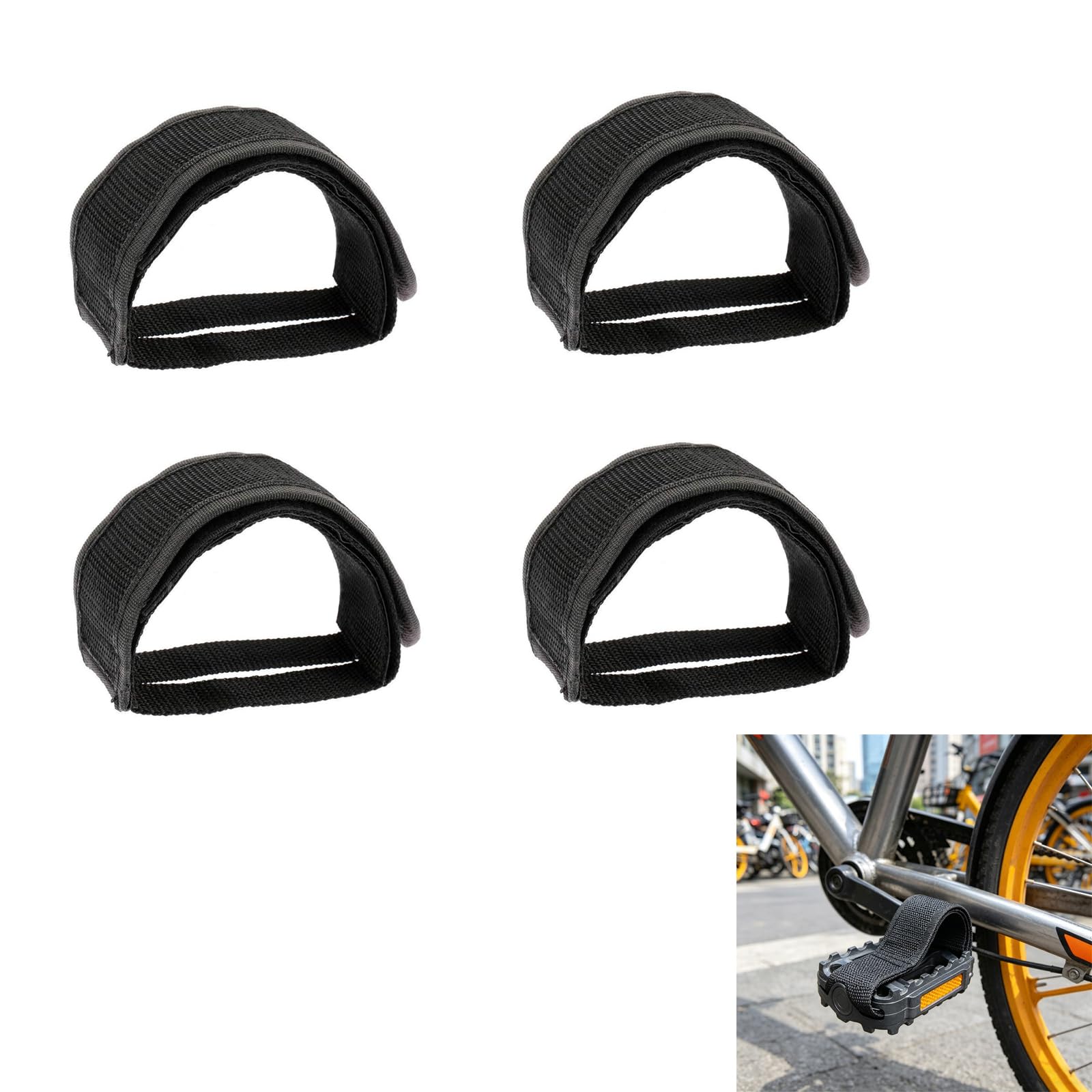 Eterspr 4 Stück Fahrrad Pedal Straps, Fahrrad Fester Gang Straps, Pedal Toe Clips Straps Band, für rutschfeste Fahrradpedale, Mountainbike-Befestigung (Schwarz) Sport & Freizeit