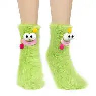 Coral Velvet Cartoon Monster Funny Socks for Women & Girls, 3D Crazy Novelty Face Winter Warm Thick Socks