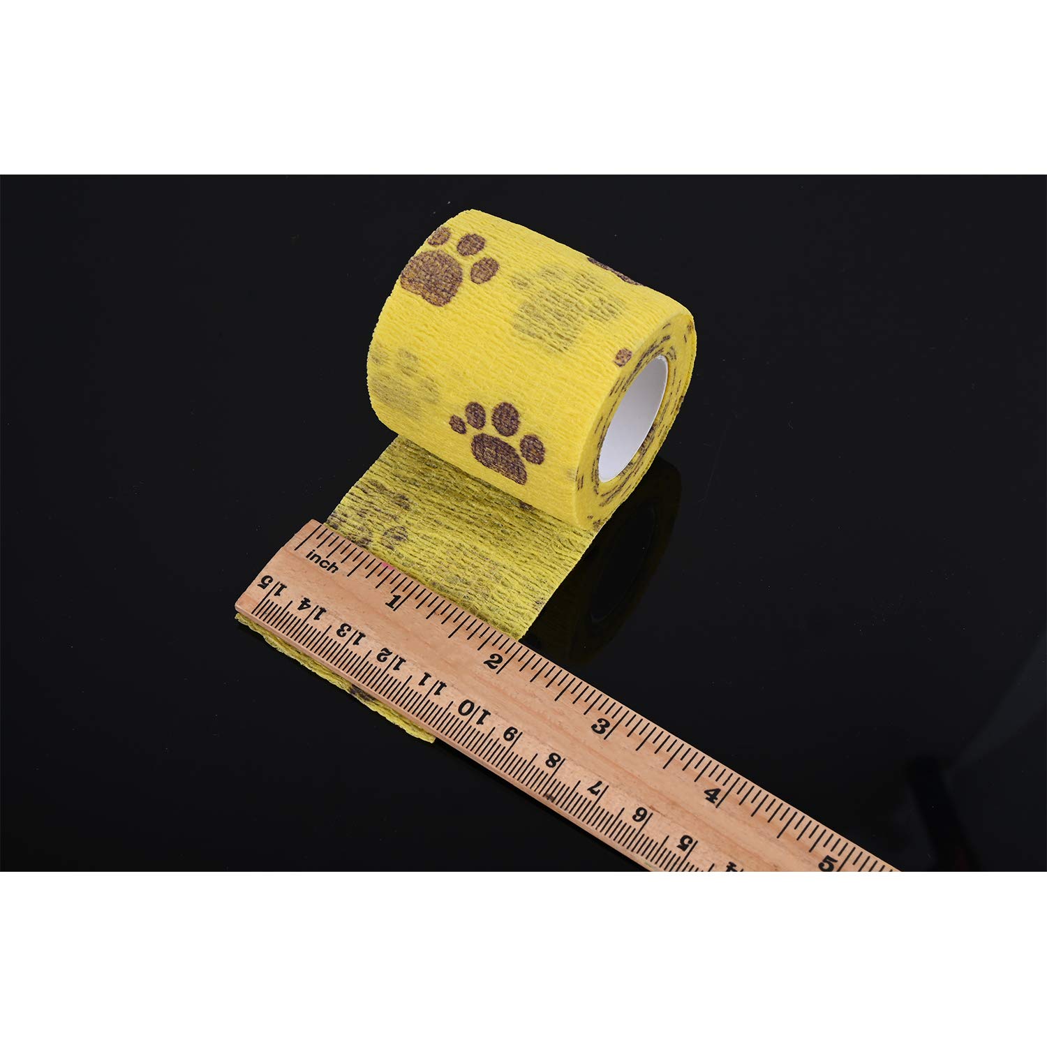 3 Rolls Pet Vet Wrap Self Adhesive Pet Elastic Bandage Vet Wrap Tape for Wrist, Ankle Sprains & Swelling, 3 Colors with Dog Paw Pattern — view 3