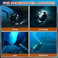 Vista 9 de ORCATORCH Luz de buceo D700 de 1700 lúmenes con haz estrecho de 6°, interruptor mecánico de encendido/apagado, impermeable IP68, linterna submarina