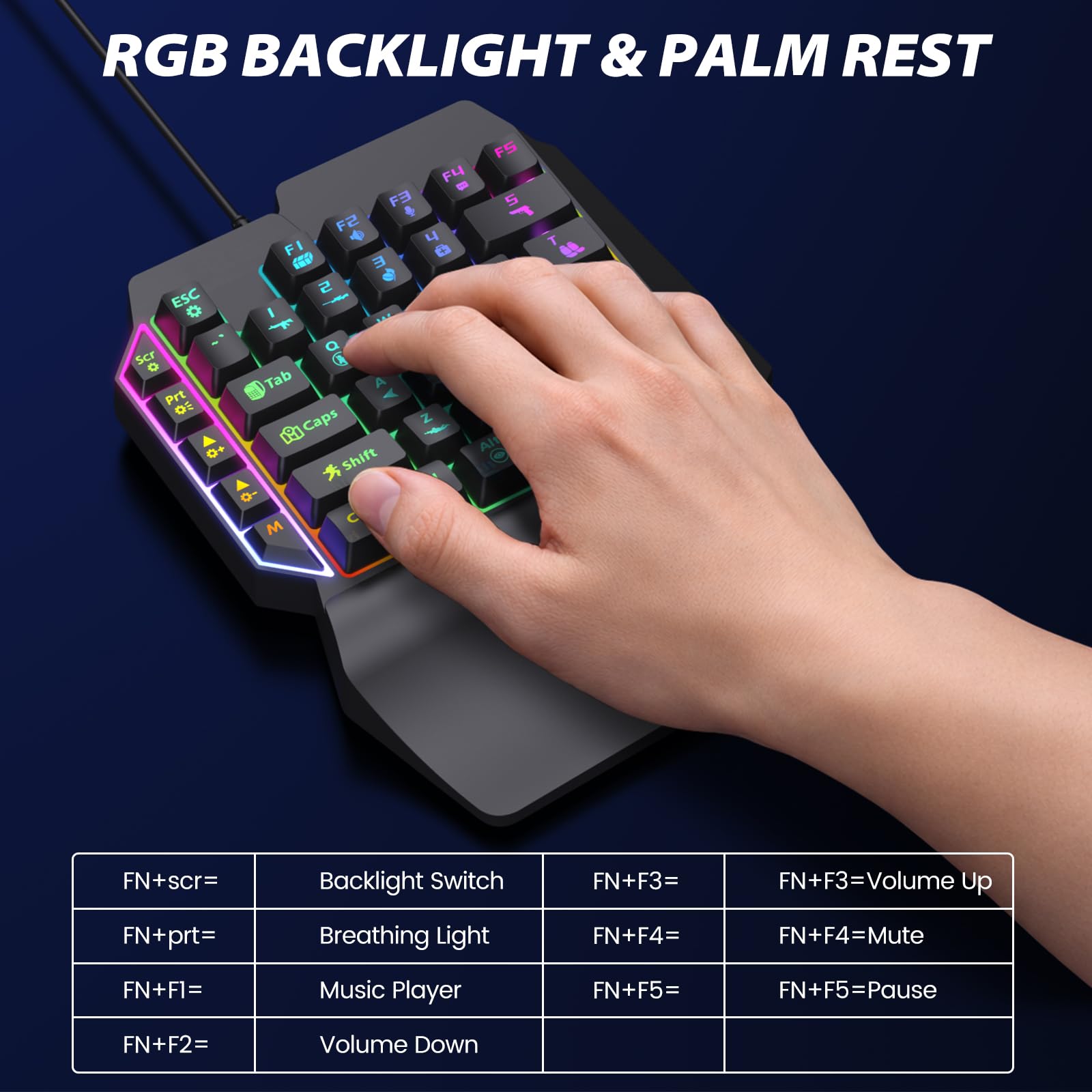 Bestcool Clavier mécanique Filaire à 39 Touches RVB avec Repose-Poignet, convertisseur de Souris de Jeu pour PUBG, Jeux sur téléphone Android, Pas pour iOS