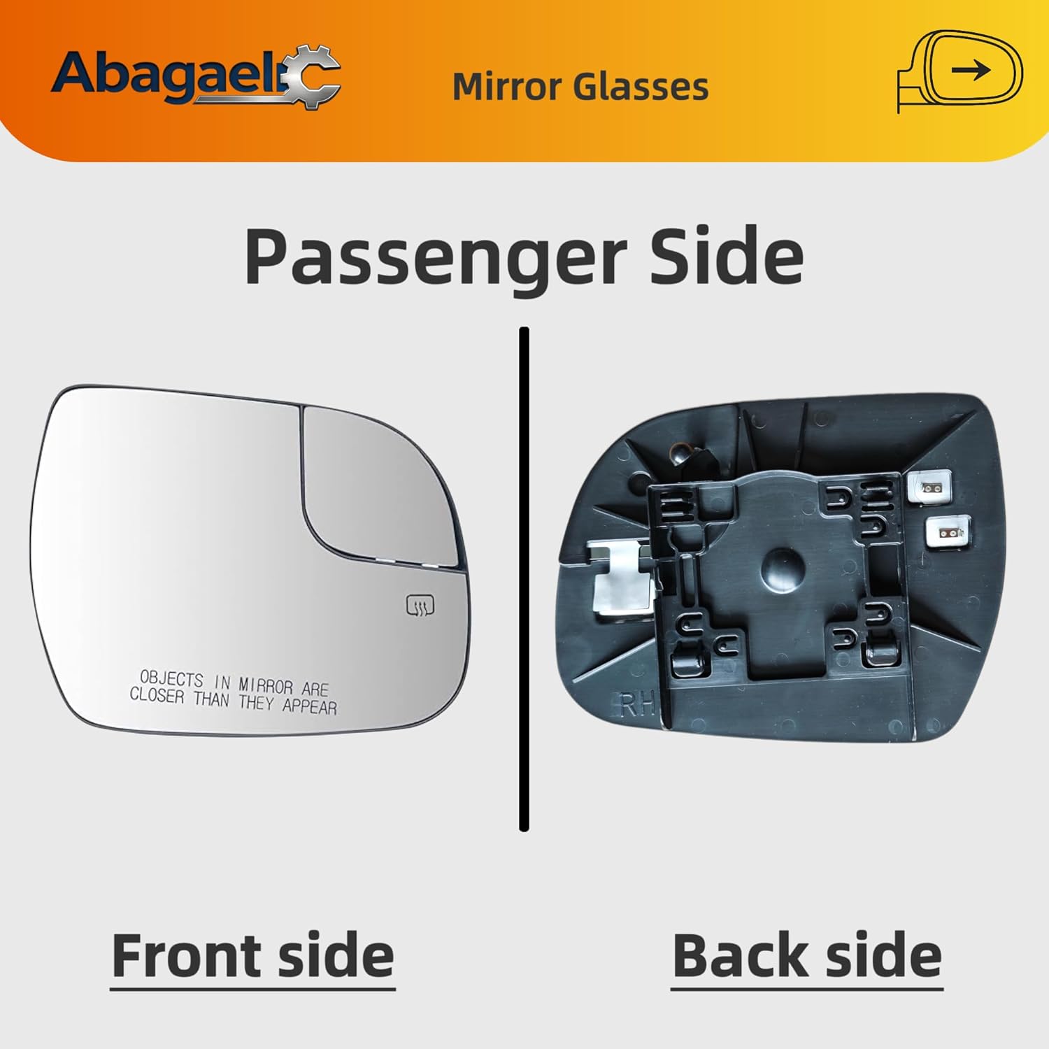 Heated Mirror Glass Passenger Side for 2014-2020 Toyota Sienna, Chrome Plated OEM Flat Mirror Glass, Plug and Play Anti-Scratch Wear Resistant, Direct Original Replacement