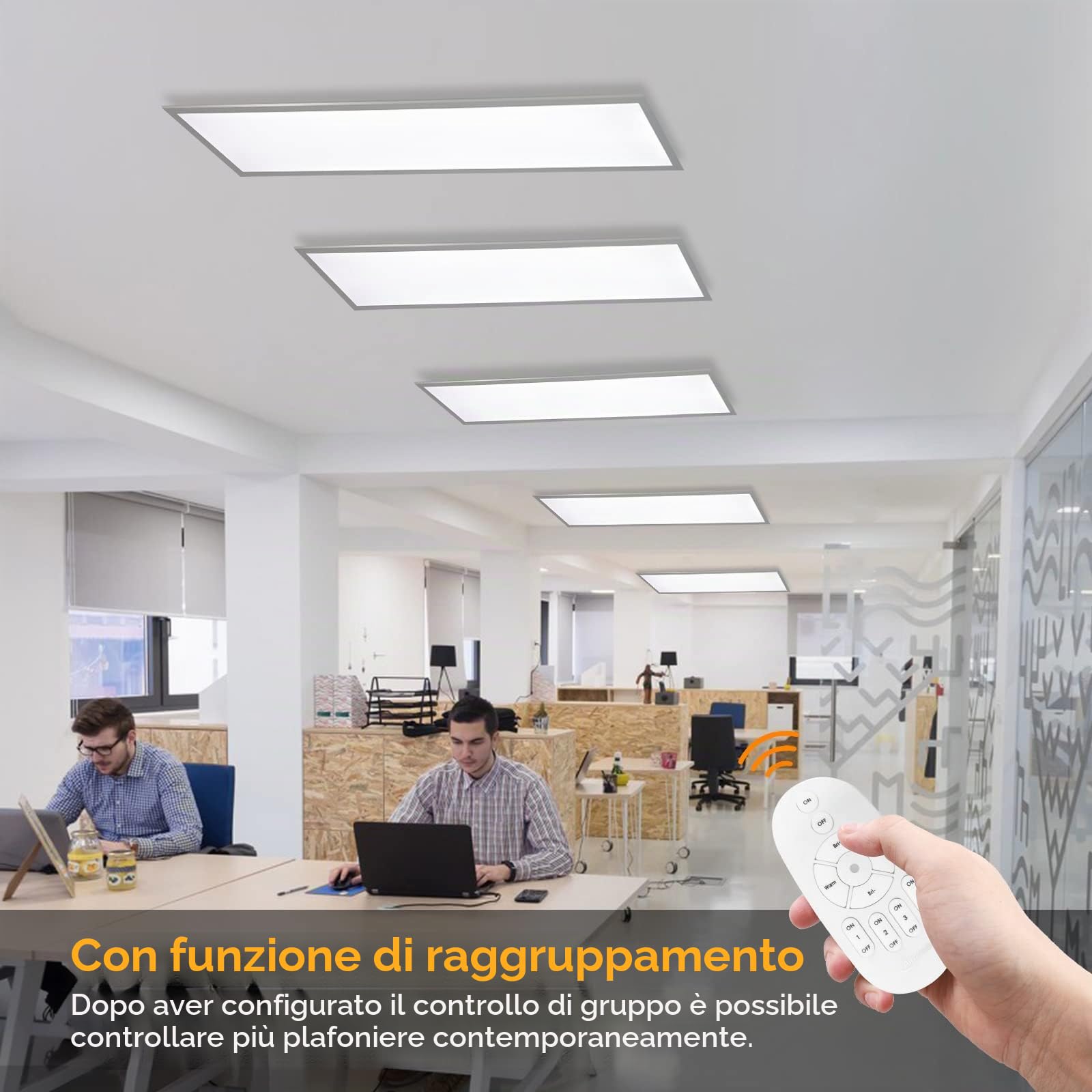 Lampada da Soffitto LED Dimmerabile 100x25 cm, Pannello Luminoso da Soffitto da 28W con Telecomando e Funzione di Memoria, luce potente indiretta 2700K-6500K Lampada ultra per ufficio soggiorno cucina