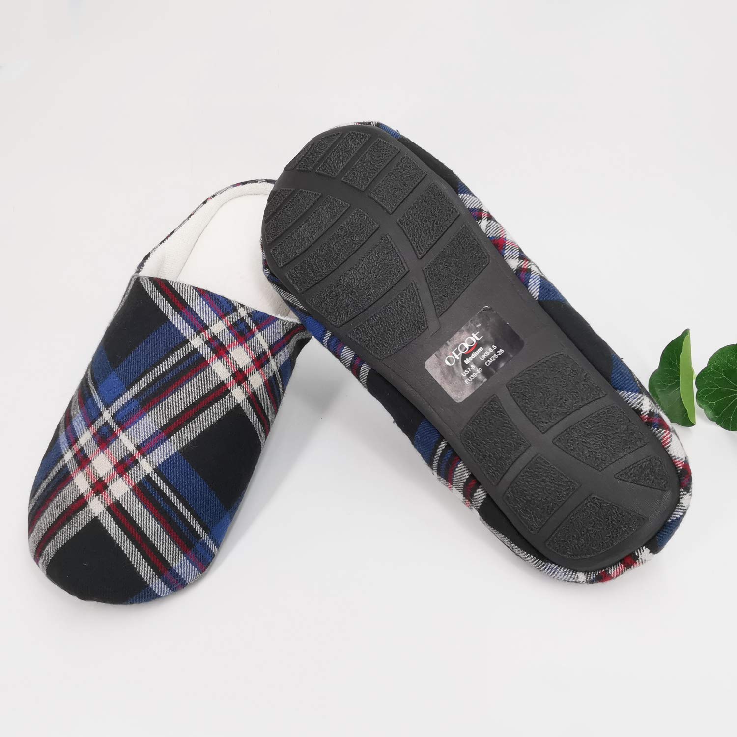 ofoot Pantofole di Schiuma di Cotone per Uomo,Spugna a Rimbalzo Lento Riempire,Plaid Pantofole a Solette di Gomma Non Sgusciata,Pantofole di Casa