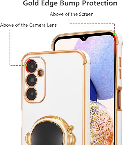 Miniatura 4 de RALEAVO Funda para Samsung Galaxy A15 4G5G, linda funda de astronauta 6D con función atril, cubierta de lujo enchapado en lujo, ajuste delgado, TPU