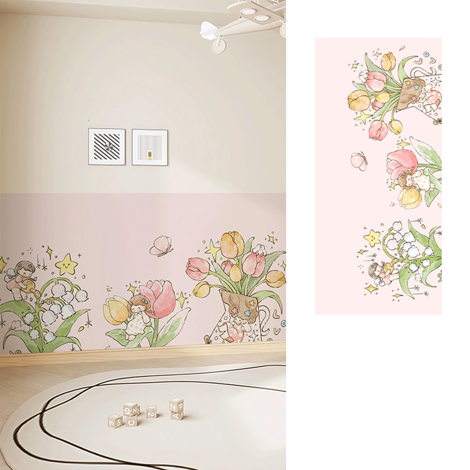 Papier peint à décoller et coller rose motifs sans raccord papier contact 5m