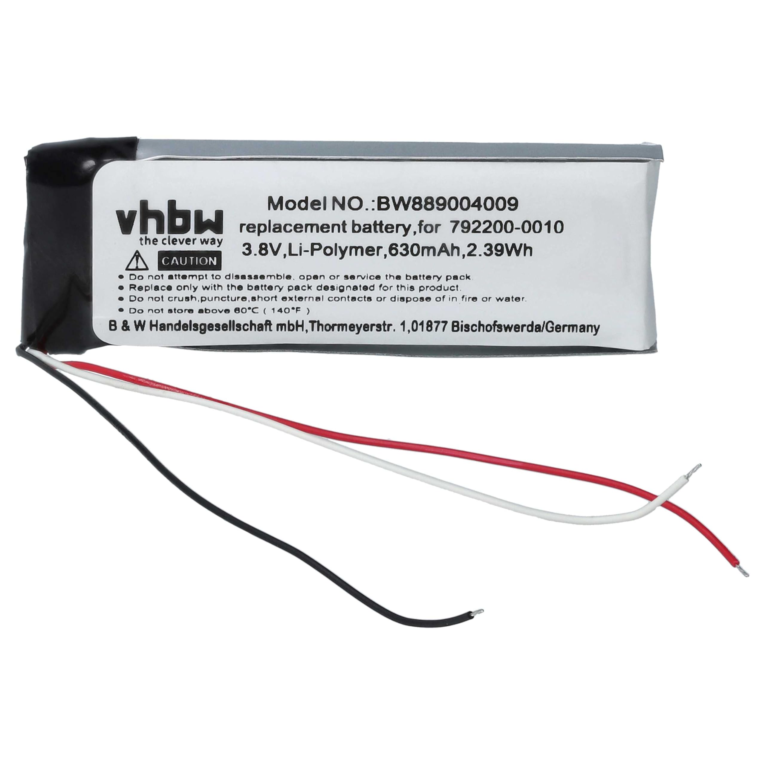 vhbw 1 x bateria do bezprzewodowych słuchawek dousznych Bose 792200-0010 (630 mAh, 3,8 V, Li-ion)