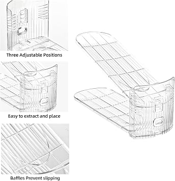 Shoe Slots Organizer,12Pack Clear Shoe Stackers for a Pair of Shoes,Adjustable Shoe Rack with Three Levels,Shoe Storage Shoe Space Saver
