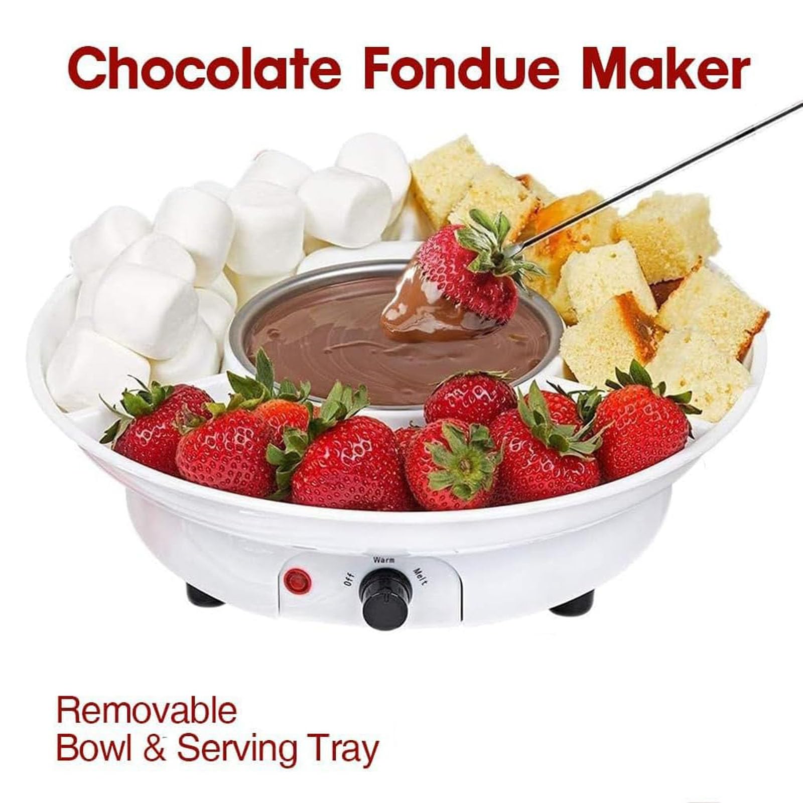 Juego de ollas eléctricas para Fondue, máquina Fuente de Fondue de Chocolate, con Tenedores para mojar, Control de Temperatura, tazón Desmontable de 9 onzas, para Chocolate y Queso Nacho Black