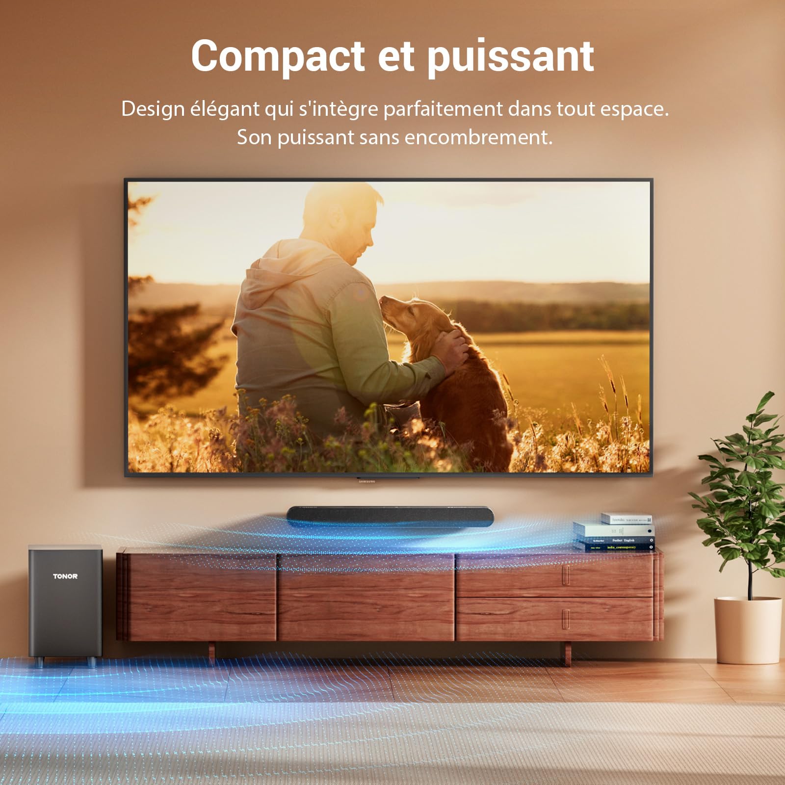 TONOR Barre De Son Pour Smart TV Avec Caisson De Basses 2.1, Système De Son Surround 3D Pour Haut-parleur TV/PC/téléphone Avec Bluetooth 5.3, DSP Intégré, 3 Modes, Barre De Son Audio Home - 4