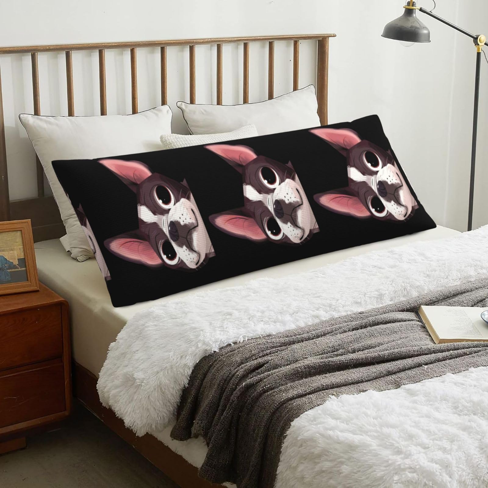 Boston Terrier Nature, Body Pillow Cover with Zipper,Long Body Pillowcase 20 x 60 in