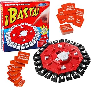 Comprar ¡BASTA! Juego de Mesa en Español, 2 Modos de Juego, Diseño Octogonal con 24 Letras, Juego de Palabras, Incluye 35 Cartas con 140 Categorías, Ideal para Niños y Adultos (Rojo y Negro)