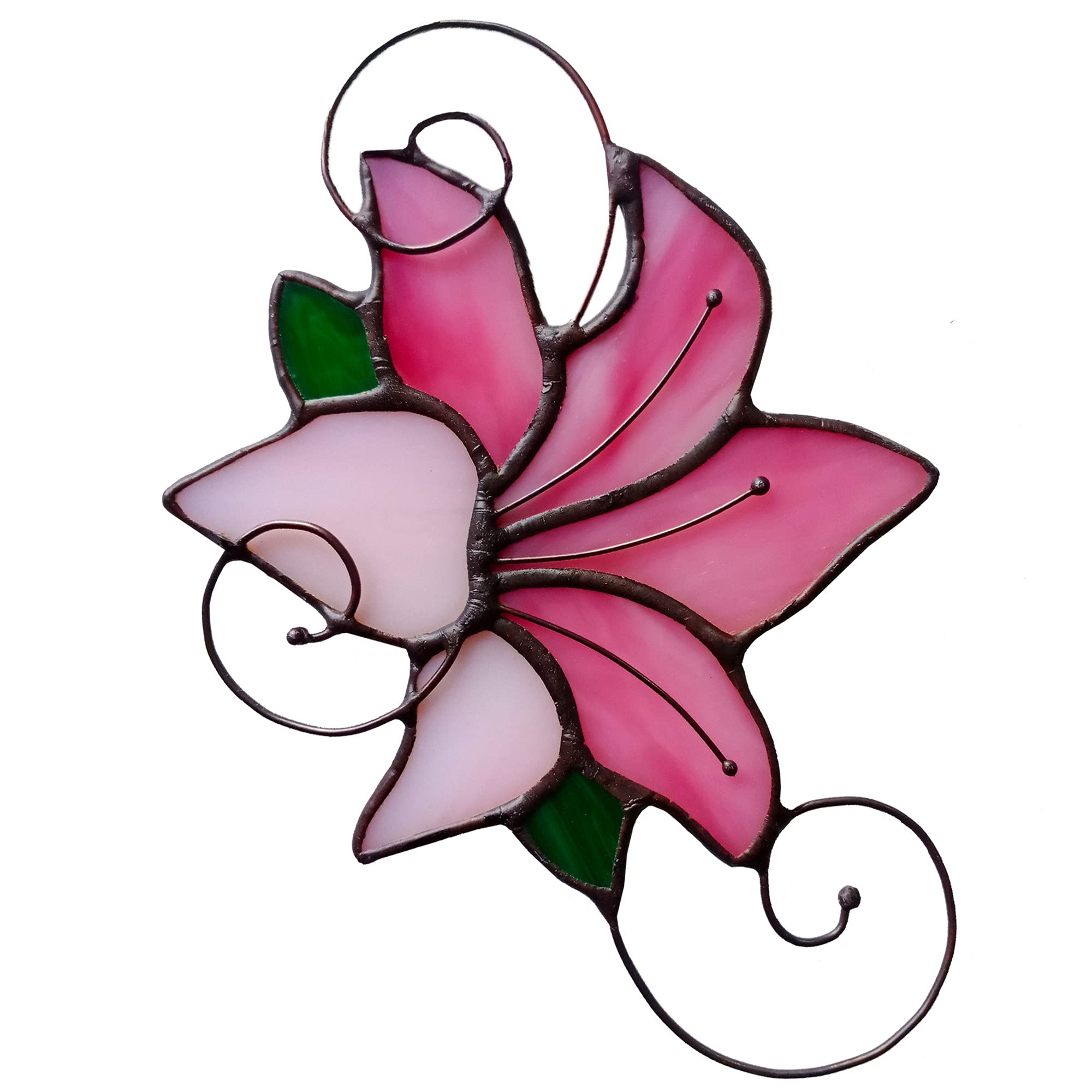 HAOSUMLily Flower Stained Glass Window Hangings,Bloom Tiger Lily Flower Suncatcher for Window Decoration,Flower Decoration Housewarming Gift, Wedding Gifts for Her (Lily Flower)