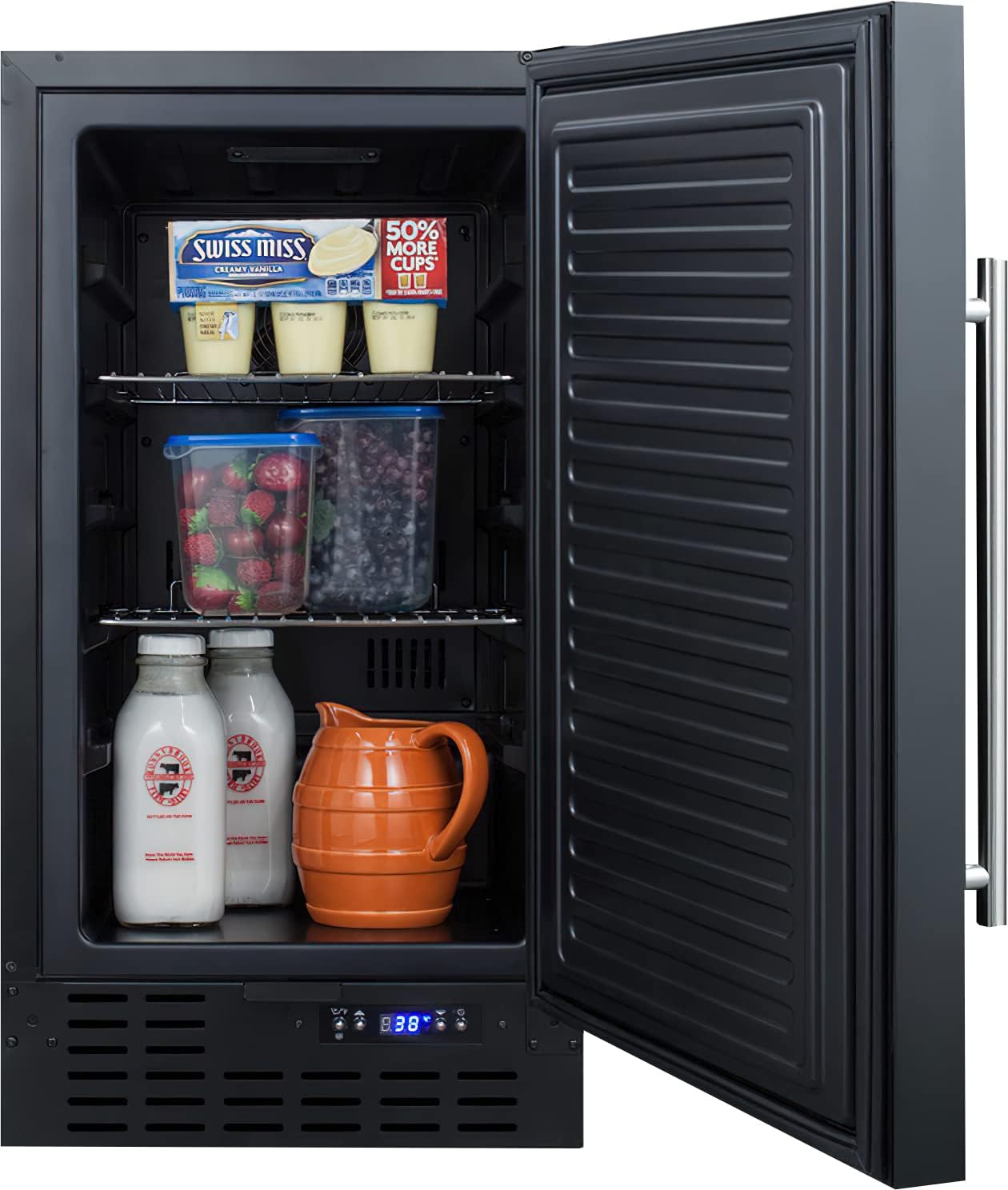 Summit Appliance CWSUITE85R 85" Wide Casework Suite with Refrigerator and Microwave, ADA Height; Trash Receptacle Included; 2.7 cu.ft. All-Refrigerator; Leveling Legs; Black