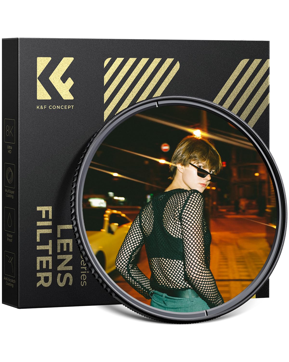 K&F CONCEPT Filtre Gold Streak 77mm Effet Spécial pour Objectif Appareil Photo
