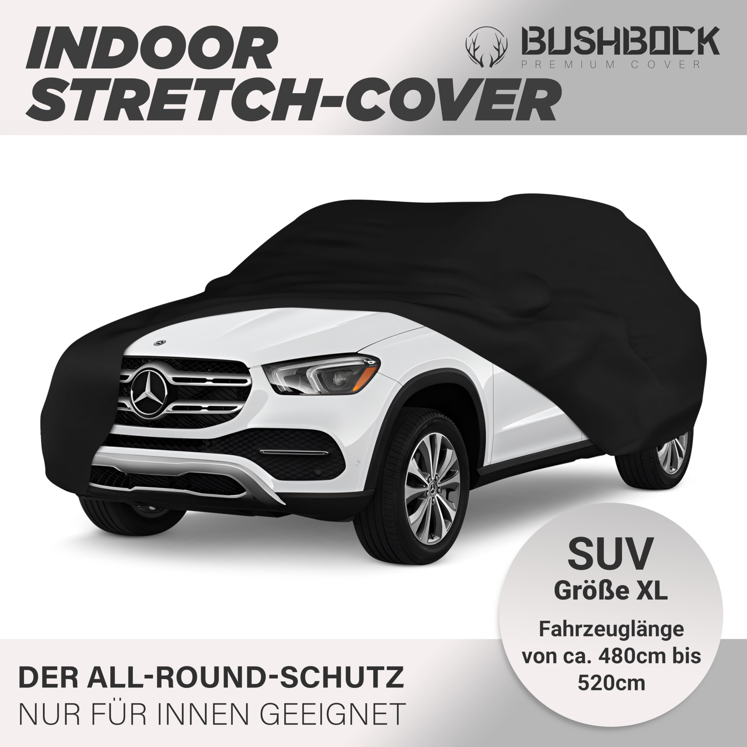 BUSHBOCK® Funda de protección Interior Satinada para Coche SUV (Negro, SUV-XL)