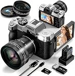5K Caméra numérique pour la photographie, 64MP, Autofocus & Anti-Shake, 16X Zoom, WiFi, Grandes lignes & Lentille macro, 64GB TF Carte, Caméra Vlogging pour YouTube & Voyages (Noir)