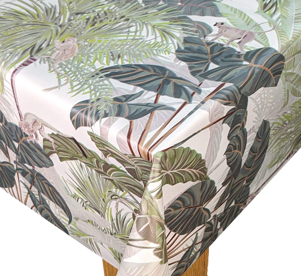Karina Home Tropical Monkey Jungle Green Wipe Clean Tablecloth Vinyl PVC Table Cover Wipeable Table Cloth (500cm x 140cm)