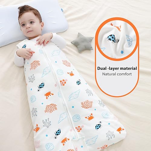 Miniatura 3 de Mosebears - Saco de dormir para bebé, con cremallera de 2 direcciones, saco de dormir unisex de algodón, 2.5 tog (animales del océano, de 0 a 6