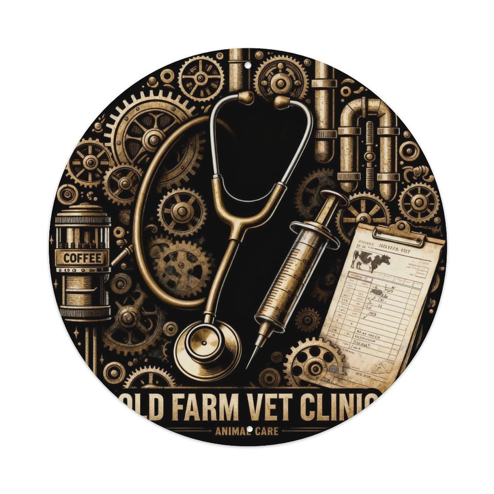 OLD FARM VET CLINIC Metal Tin Sign Plaque