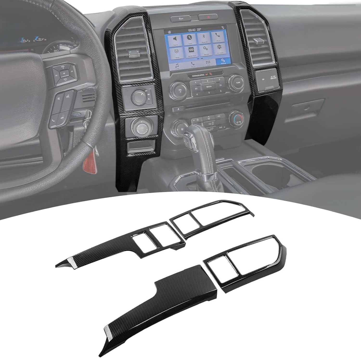 for F150 Carbon Fiber Center Dash AC Vent Cover Trim Panel for Ford F150 2015-2020 Carbon Fiber Interior Accessories 4pcs