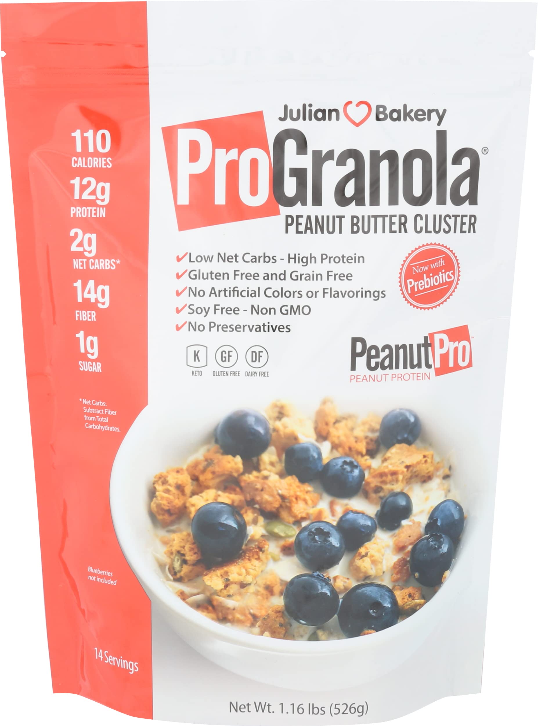 Julian BakeryPeanut Butter Cluster ProGranola, Low Carbs, Gluten Free, 1.16 LB (Pack Of 12)
