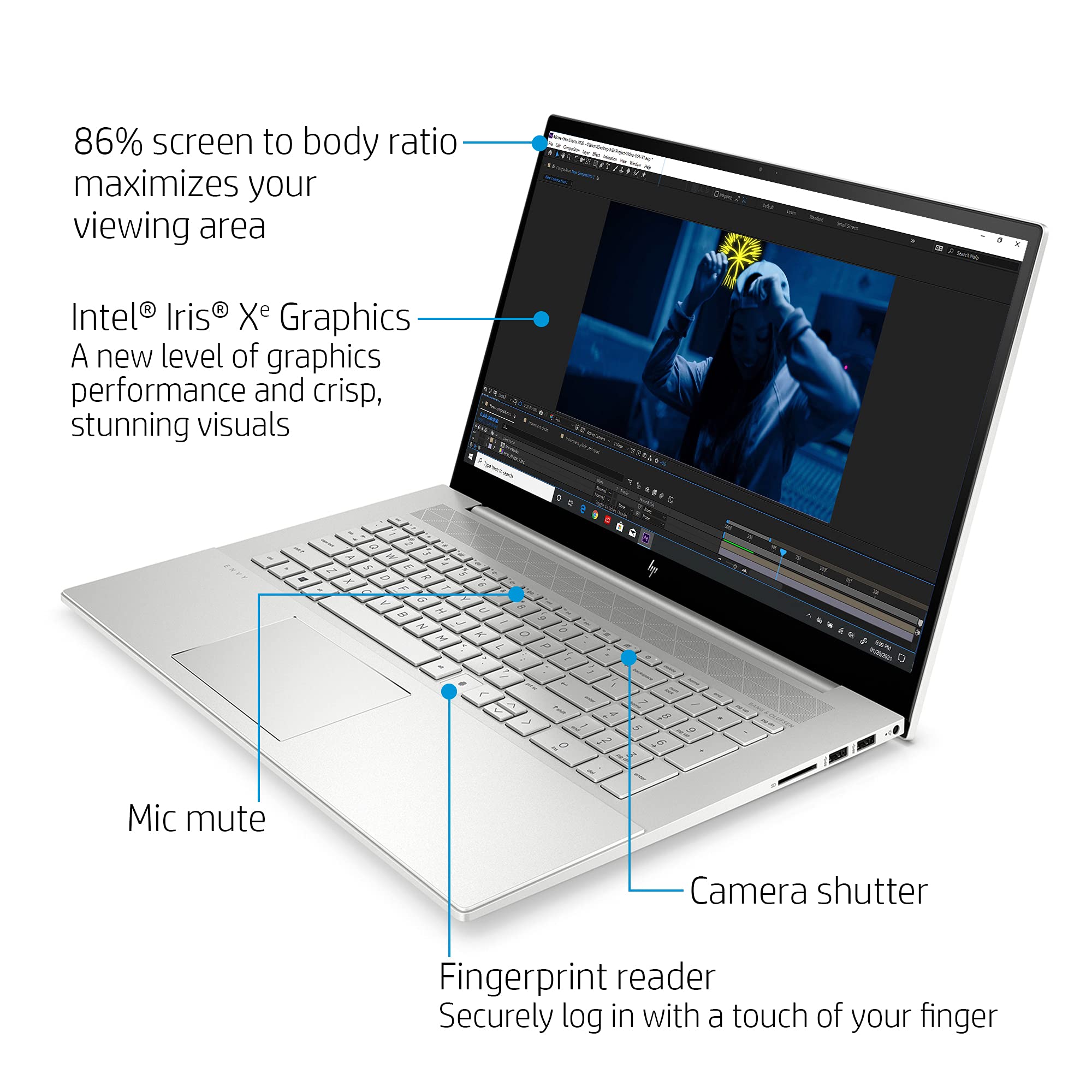 2021 Newest HP Envy Laptop, 17.3" FHD Touchscreen, 11th Gen Intel Core