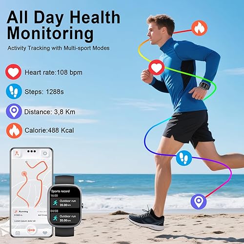 Miniatura 8 de Reloj inteligente, reloj inteligente HD de 1.91 pulgadas para hombres y mujeres (respuestahacer llamadas), reloj de fitness 2025, monitor de