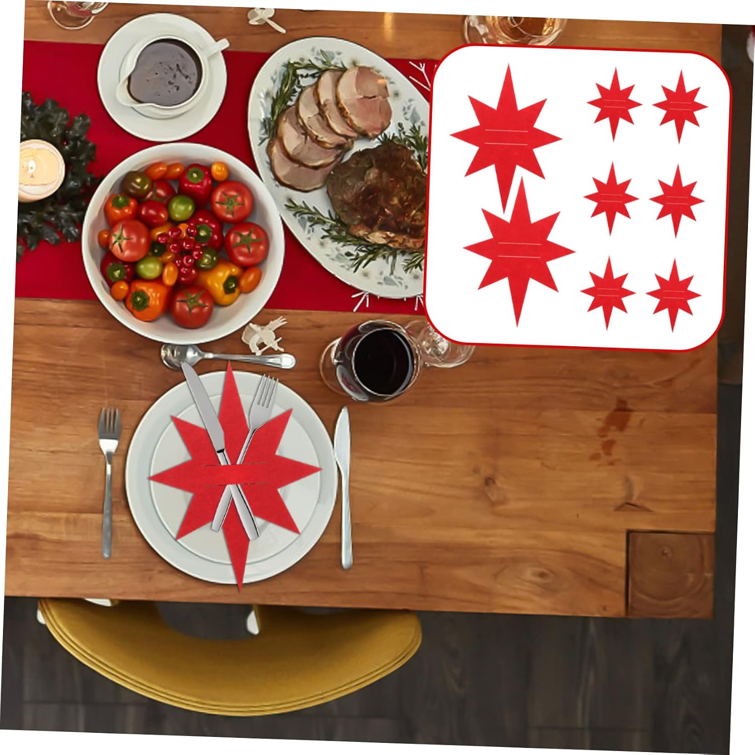 Cabilock 8pcs Christmas Tree Shape Cutlery Holder Set Decorative Utensil Bag for Holiday Parties Adorable Xmas Silverware Holder Red for Family Gatherings and Festive Decor