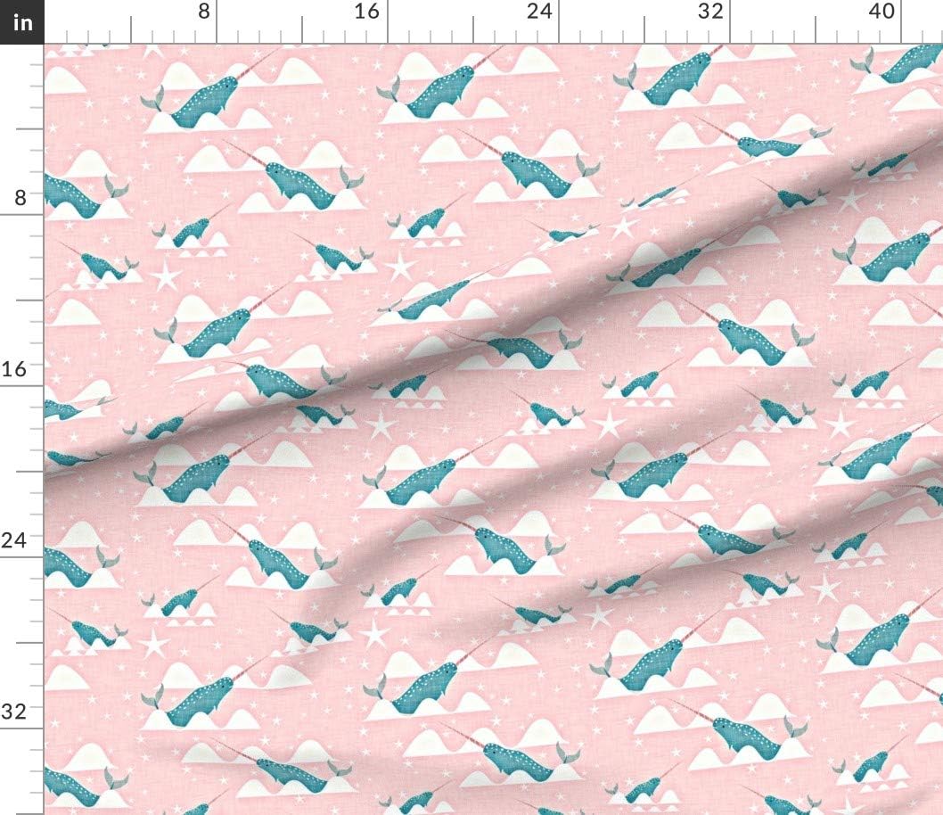 Spoonflower Fabric - Sea Unicorn Narwhal Creature Nautical Ocean Whimsical Watercolor Printed on Petal Signature Cotton Fabric by The Yard - Sewing Quilting Apparel Crafts Decor