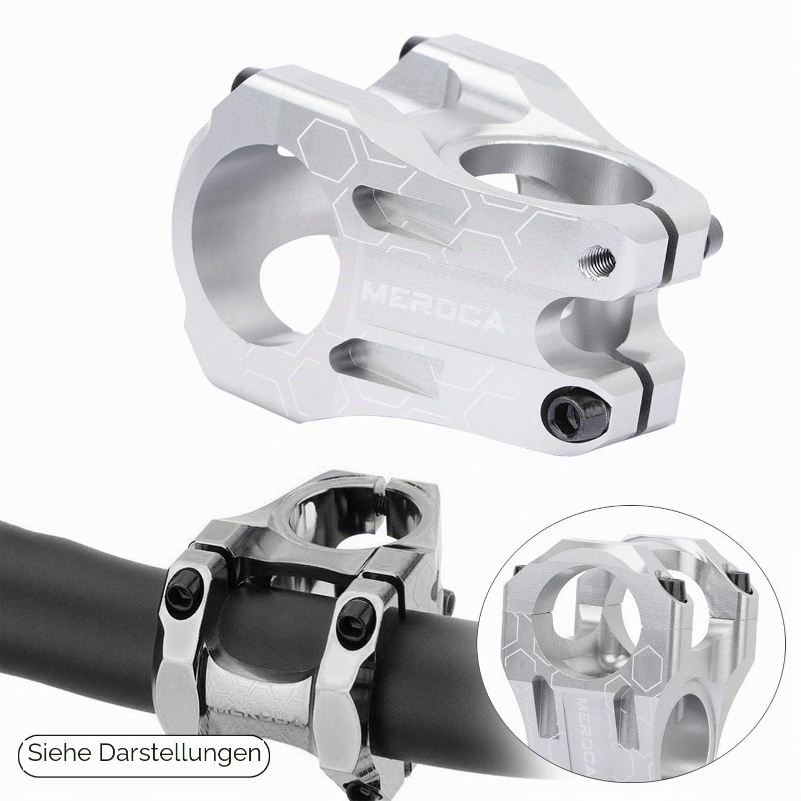 SM SunniMix Kurzer Mountainbike-Vorbau 31,8 mm Vorbau für Downhill-Fahrräder, Silber