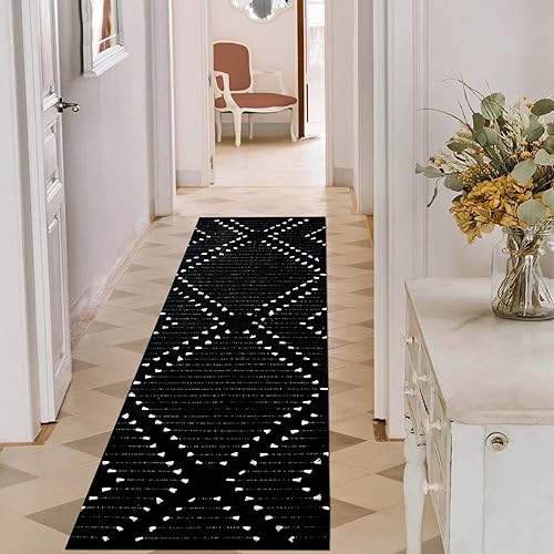 Miniatura 7 de HAOCOO Alfombra bohemia de 2 x 8 pies alfombra de cocina tejida de algodón lavable a máquina para pasillo entrada sala de estar dormitorio