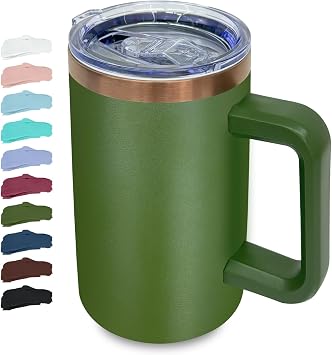 22oz Insulated Coffee Mug Bulk with Handle and Lid Army Green,1pack