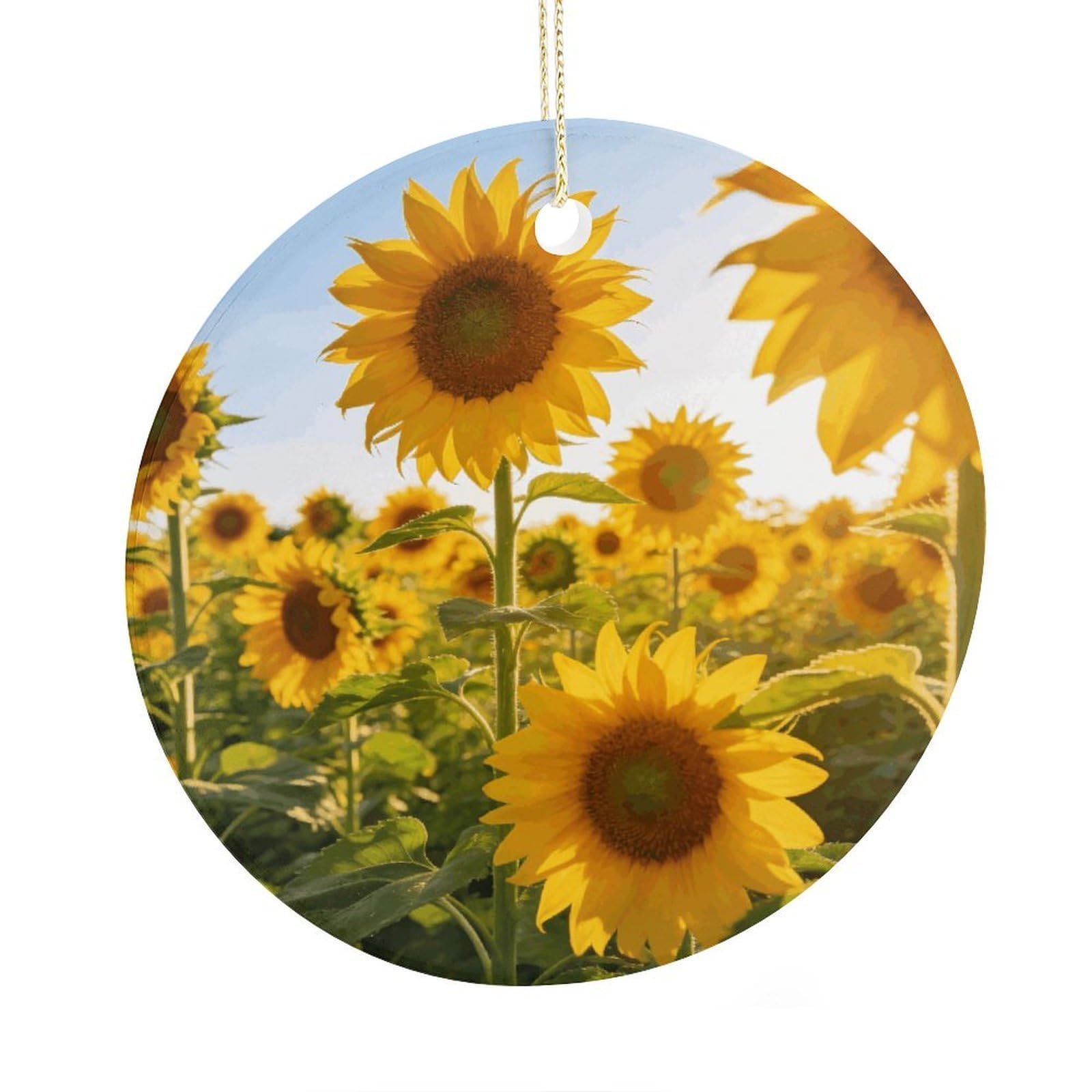 Fodpand Women's Style Sunflower Garden Ceramic Christmas Ornament,Wall Hanging Decor Windows Hanging Decor Best Friend Birthday Gifts, Friendship Gifts Car Hanging Ornament Gift For Girls, Teachers 2.9 In