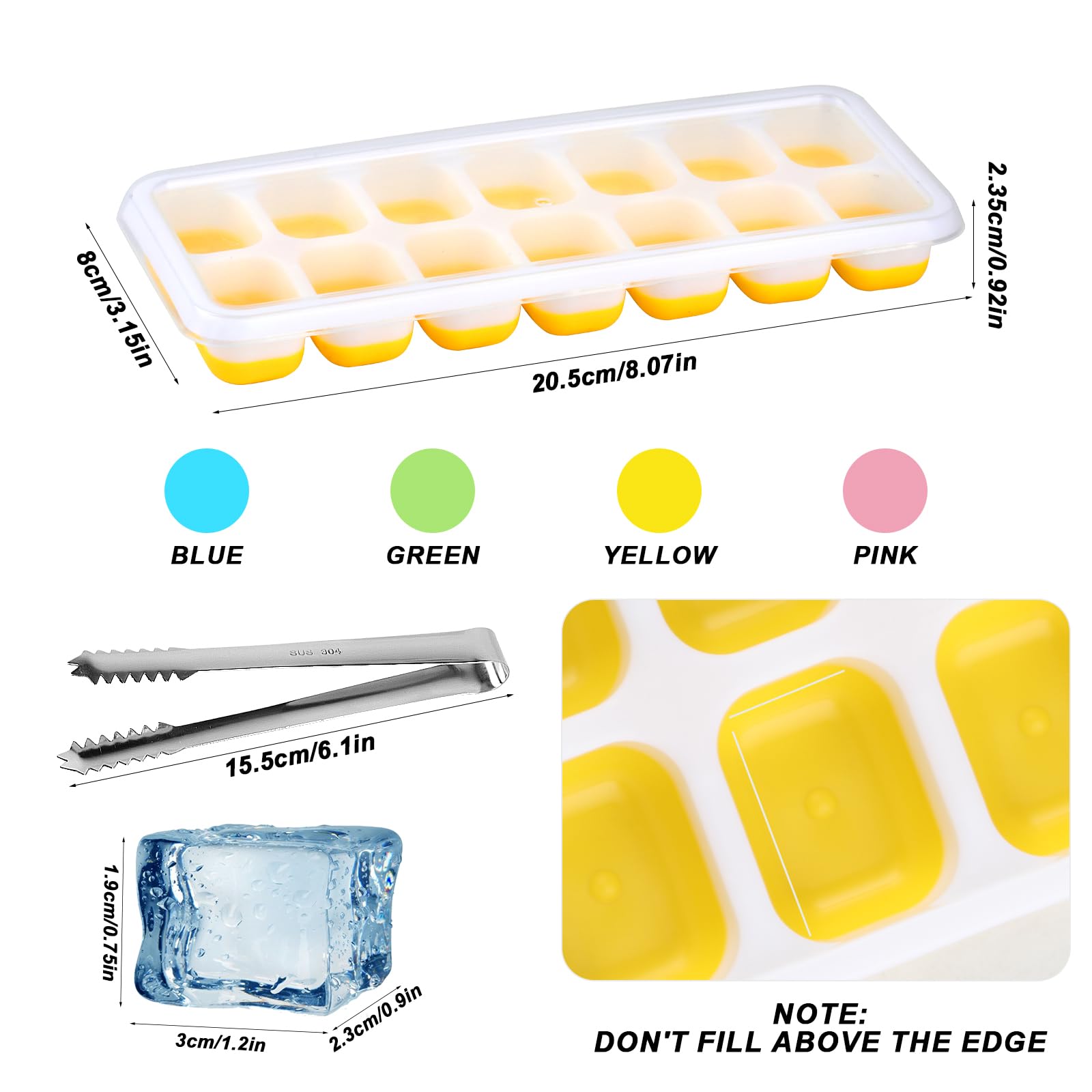 Set 4 Vassoi Per Cubetti Di Ghiaccio In Silicone Con Coperchio | Impilabili, Senza BPA, 56 Cubetti, Facili Da Sformare - 2