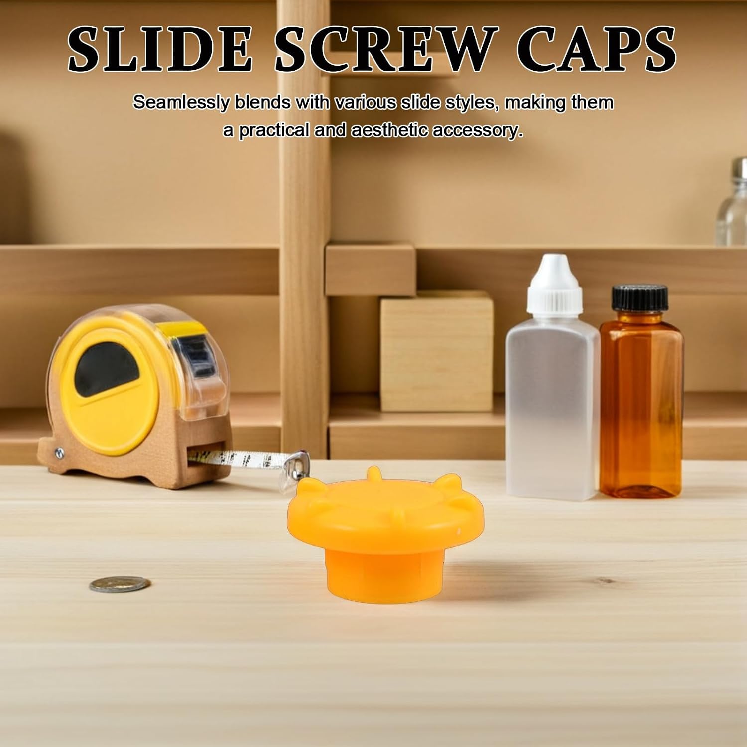 5Pcs Slide Screw Caps Replacement for Indoor Play Equipment, Yellow Hexagon Safety Nut Covers, 3.1Cm Inner Diameter, Slide Fixing Hardware Parts for ’S Playground