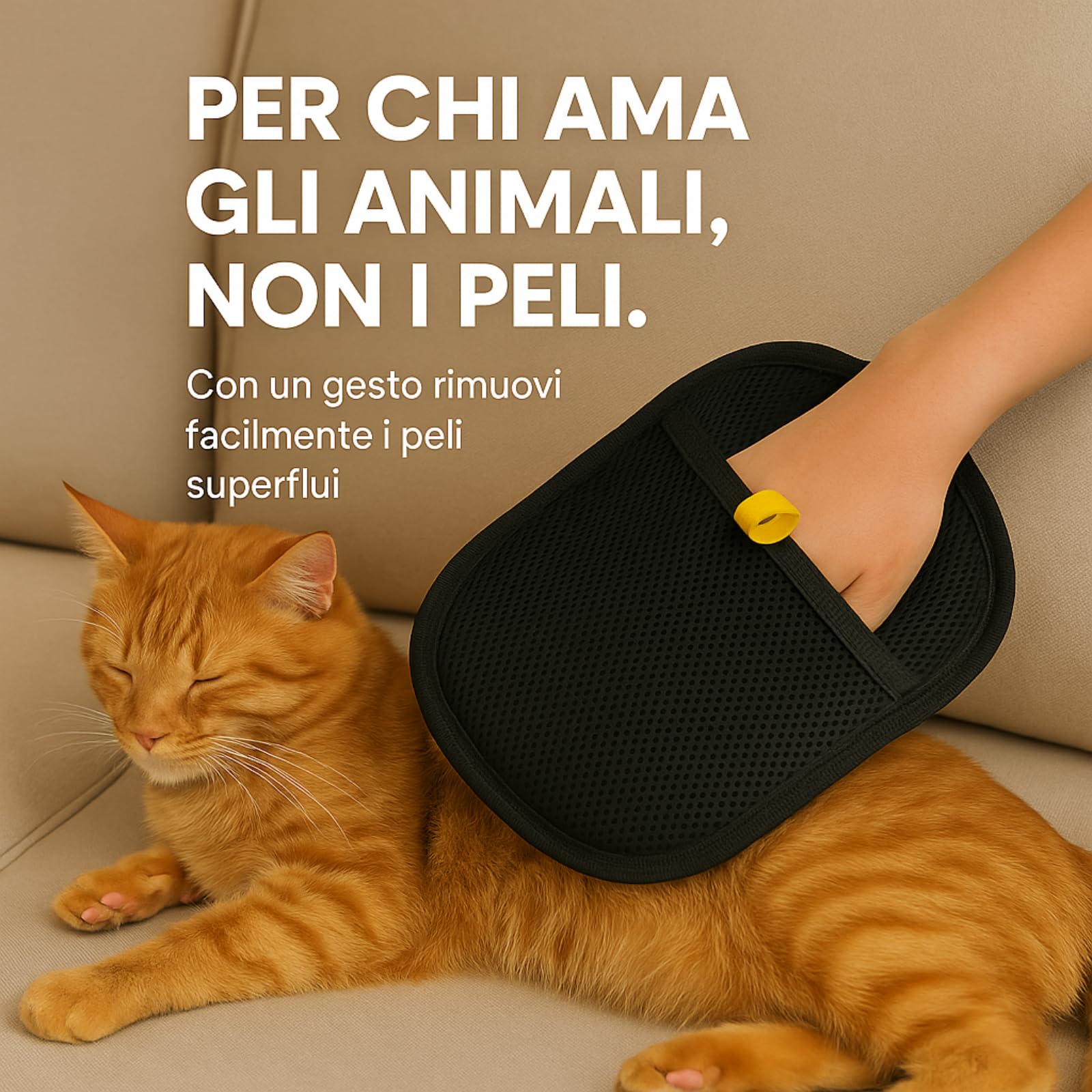 Hair Grabber Guanto Rimuovi Peli per Animali，Guanti antipeli riutilizzabili per Animali Domestici – rimozione peli da Vestiti, divani, tappeti– Riutilizzabile e Lavabile