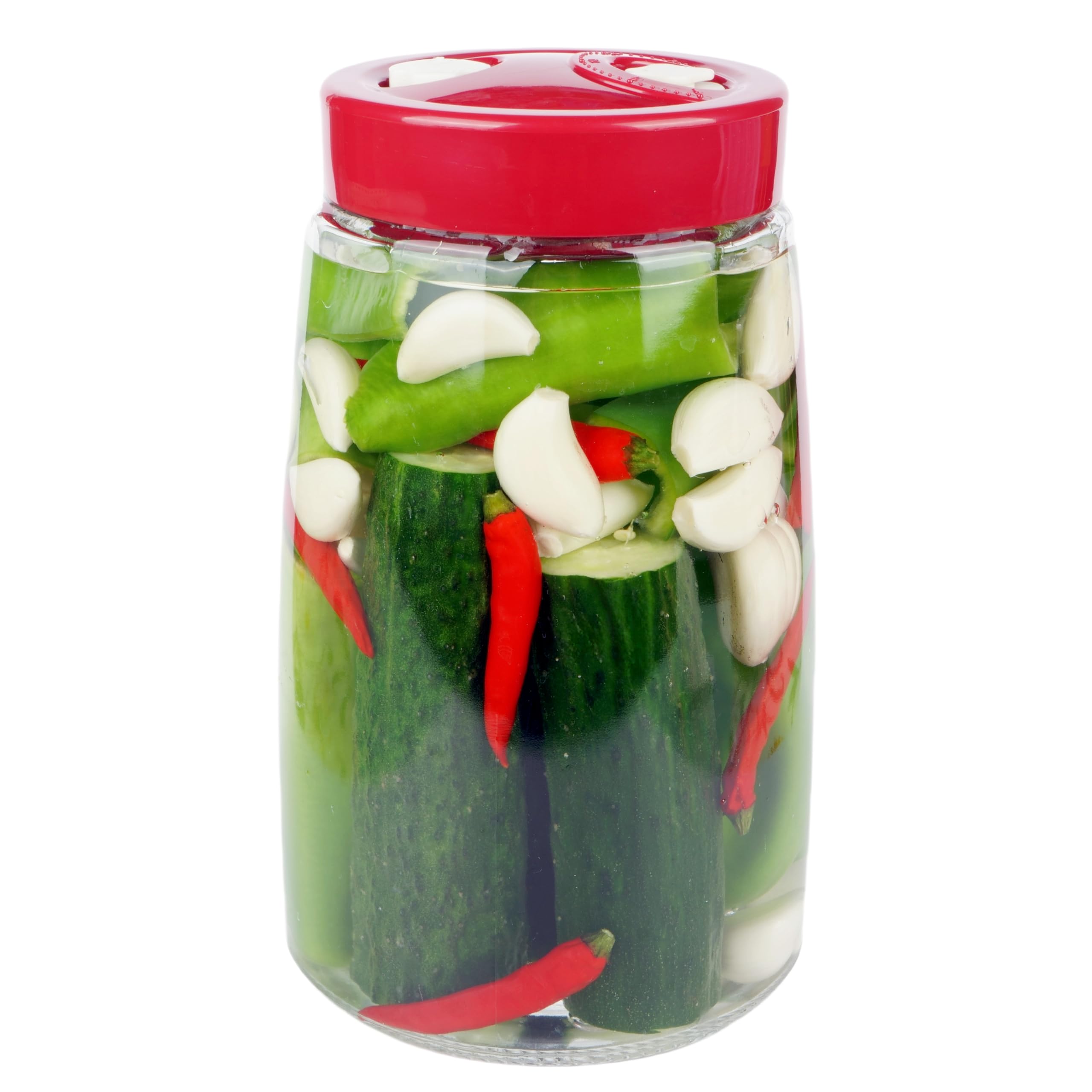 AZpxZpy Fermentation Jar with Dual Venting Valve Airlock Lid, 1.8L Wide Mouth Glass Jar, Pickle & Sourdough Starter Kit, Kimchi & Sauerkraut Maker