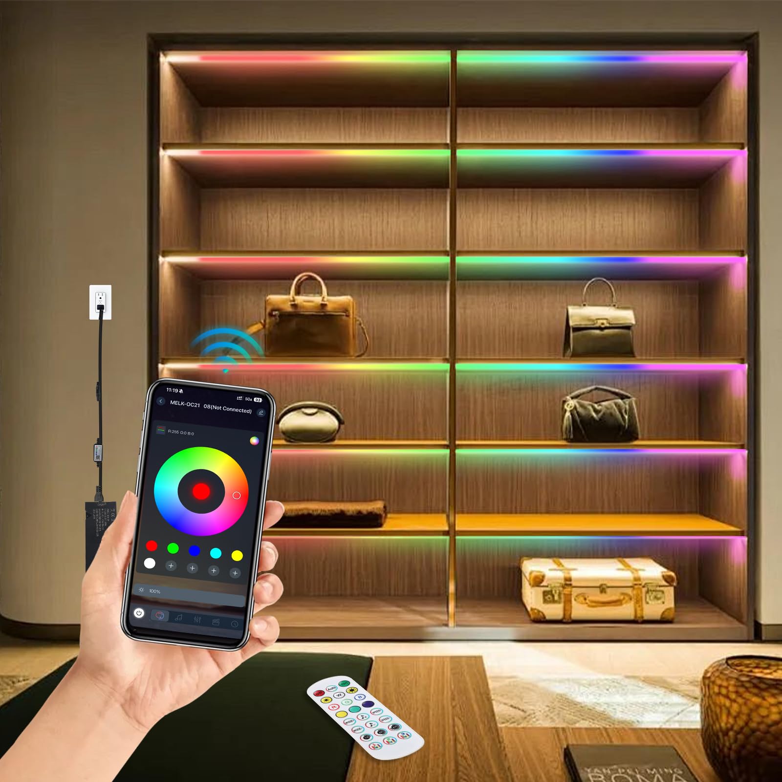 RGB LED für Akustikpaneele,6 Stück 100cm RGB LED Strip APP Steuerung | 12×12mm Flexible LED mit Fernbedienung, Eingebetteter LED für Schlafzimmer,Akustikpaneele