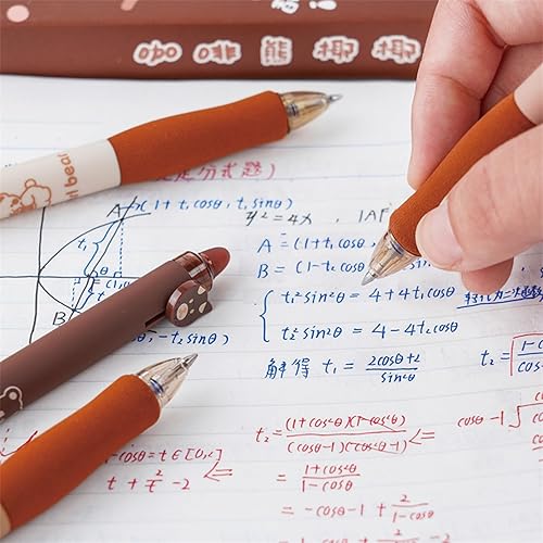 Miniatura 5 de MOZXIRZ 4 bolígrafos de tinta de gel borrables retráctiles, bonitos bolígrafos de oso de 0.020 in de punta fina, bolígrafos de oficina y escuela,