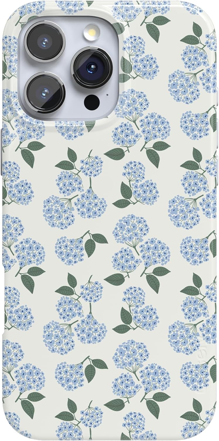 Casely iPhone 16 Pro Case | Nantucket Cottage | Blue Hydrangea | Compatible with MagSafe | Classic Ultra Slim Design