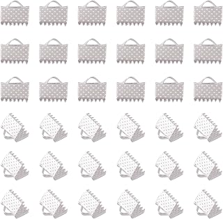 Craftdady 100Pcs Silver Ribbon Ends 8x6mm Bookmark Pinch Crimp Clamp Cord End Fastener Clasps with 2mm Loop for Leather Suede Jewelry Making