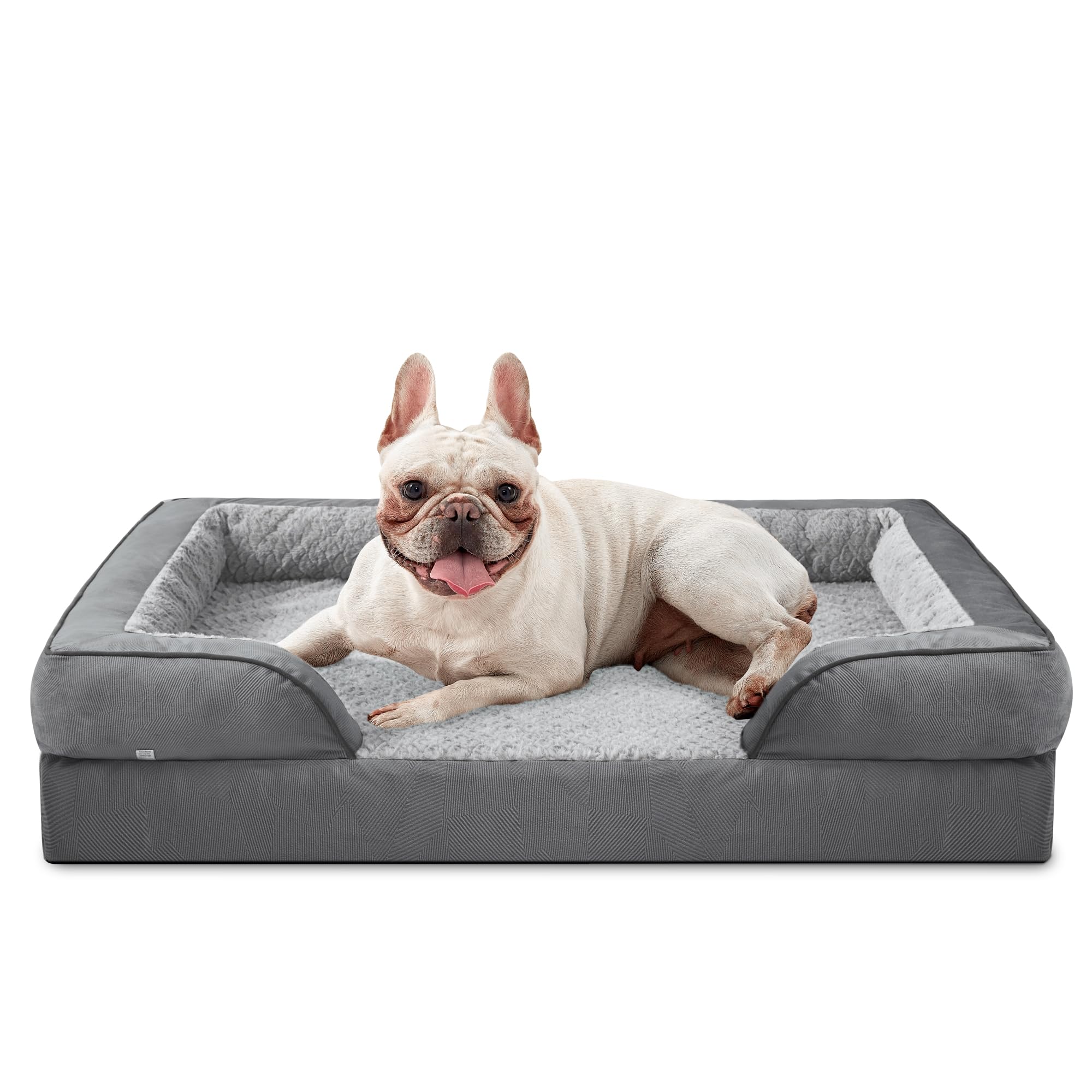 JOEJOY Cuccia ortopedica media per cani, di medie dimensioni, lavabile, cuscino per cani con struttura a nido d'ape e imbottitura impermeabile rimovibile in gommapiuma, ortopedica, grigio chiaro