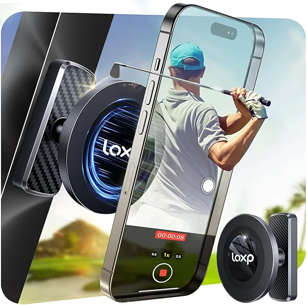 LOXP Magnetic Golf Cart Phone Holder Mount Compatible with MagSafe for iPhone 17-12 Pro Max Plus Fits Club Car, EZGO, Yamaha, Icon, Golf Cart Accessories Gift for Men Women Business Partner Friend