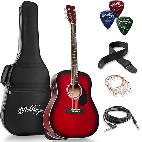 Miniatura 8 de Ashthorpe - Guitarra acústica eléctrica Dreadnought de tamaño completo  maderas premium