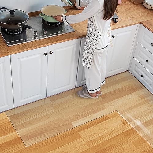 Miniatura 5 de MM MELISEN Tapete de vidrio para silla de oficina, de plástico transparente, antideslizante, impermeable, para interiores y exteriores, protector