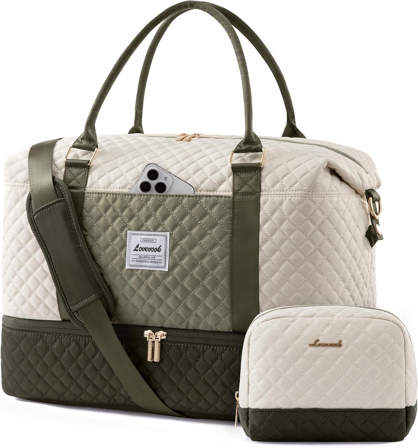 White＆olive green-a