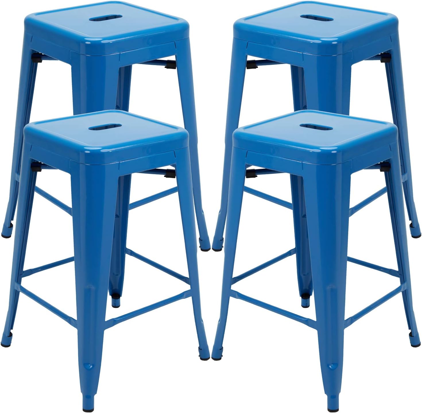 Amazoncom 24 High Barstools Backless Blue Metal Barstool Indoor Oudoor Counter Height Stool With Square Seat